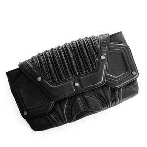 BRACHFELD PARLAGY DAPHNE BLACK LEATHER CLUTCH